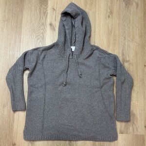 Pure Jill J. Jill Hooded Cozy Wool Blend Sweater Xsmall Petite Grey Taupe